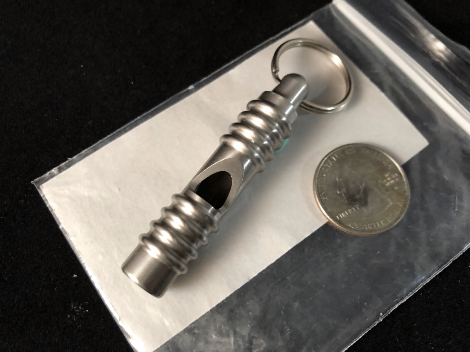 Peter Atwood Whistles™ Ribbed Whistle 303 Stainless Steel Keychain