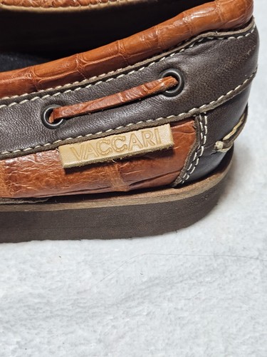 Vaccari Shoes Mens 11 Brown Moccasins Loafers Boat Shoes 100% Cow Goat Leather - Picture 4 of 12