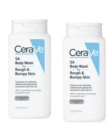 (2) Средство для мытья тела CeraVe SA для грубой и неровной кожи, 10 унций салициловой кислоты, очищающее, отшелушивающее средство