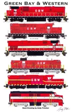 Green Bay & Western Locomotives 11"x17" Railroad Poster by Andy Fletcher signed
