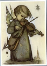 postcard Celesial Musician - Nr. 62.1441  with Hummel Museum Stamp