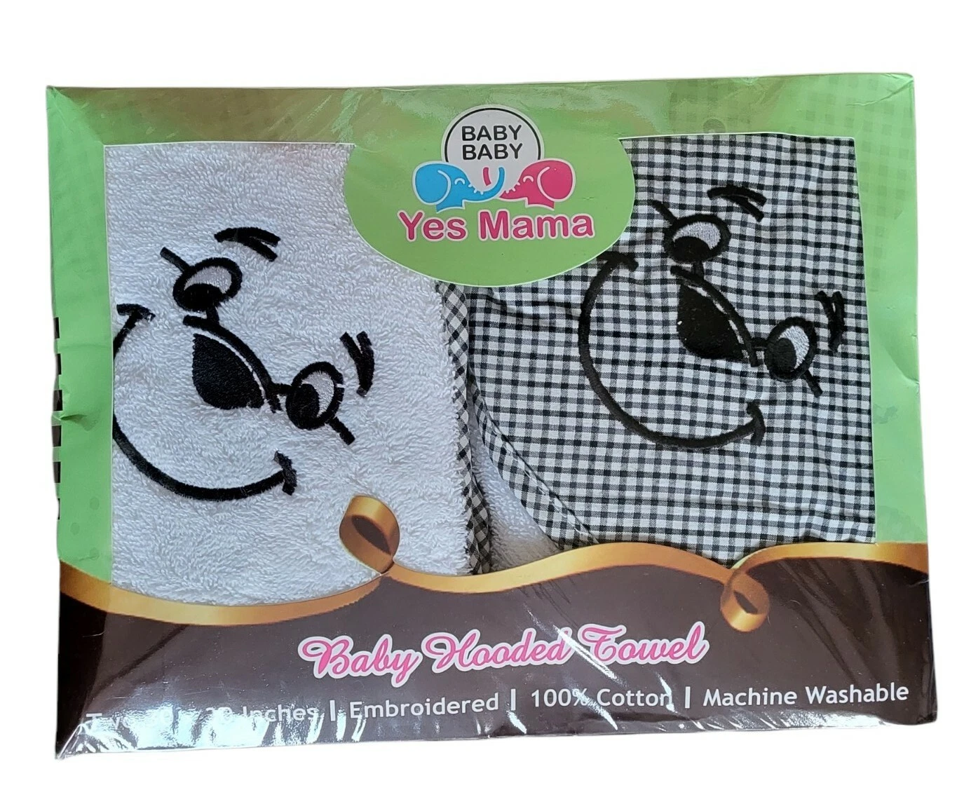 Hooded Baby Towels YES MAMA 2 30×30 Soft Cotton Embroidered Machine Washable
