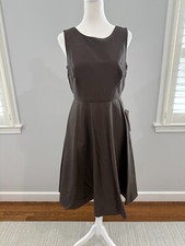 J Crew Women's Satin Chocolate Fit & Flare Dress - Size 4