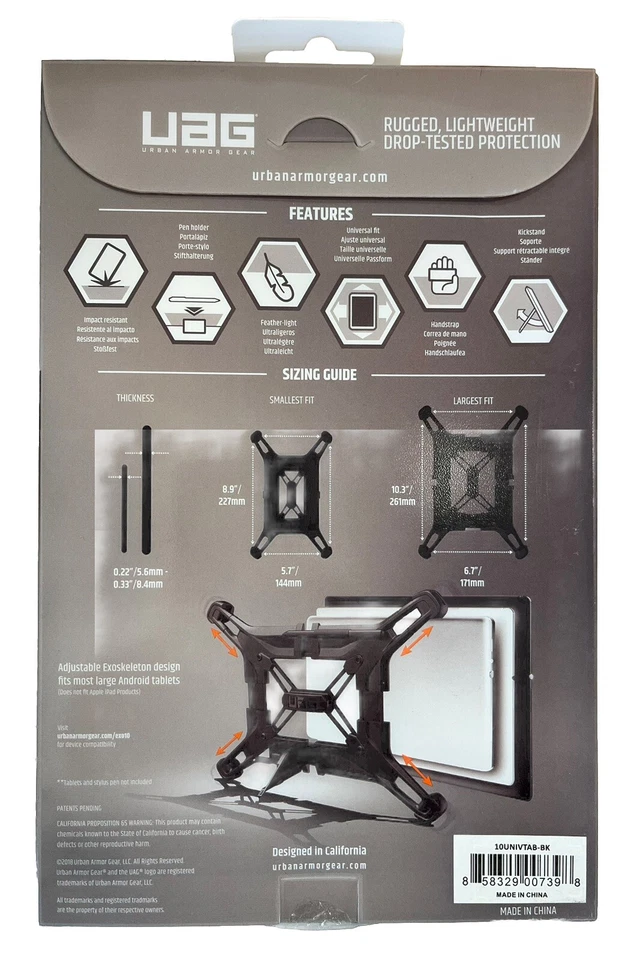 Urban Armor Gear Exoskeleton Case for Tab S3, S2, A Tablet - Black 9.7- 10.1 - Image 2 of 2