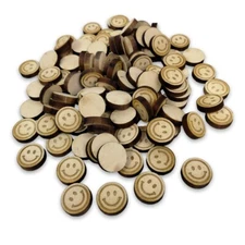 Smiley Face Confetti - 100 Pieces Laser Cut Wood Table Scatter