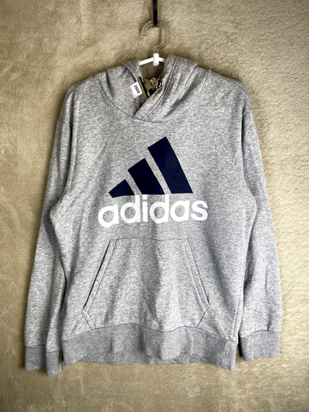adidas Casual Hoodie Pullover Jumper Size 100 L Womens Grey Logo Long Sleeve