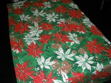 Vintage Christmas Poinsettia Table Runner 23" x 52" EUC SU149 