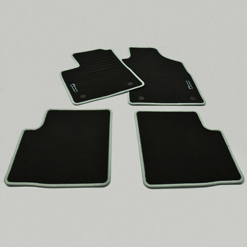 Tapis Fiat 500 antidérapants en velours avec broderie mint protectrice