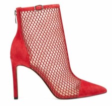 NIB Nine West Red Mesh Suede Leather Dress Booties Heels sz 6.5
