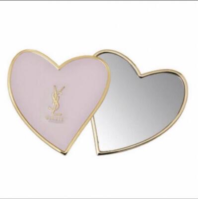 YVES SAINT LAURENT YSL hand mirror heart compact novelty gold logo  