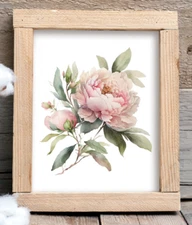 Floral Wall Art Print, Pink Peony Flowers Wall Art Decor, Botanical Home Decor