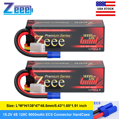 2x Zeee 15.2V 120C 9000mAh 4S HV LiPo Battery EC5 for RC Car Truck Racing Models