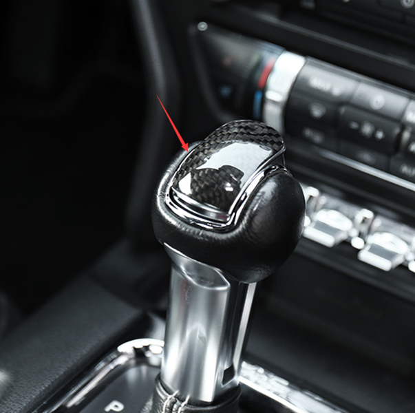 Carbon Fiber Gear Shift Knob Decorative Cover Trim For Ford Mustang