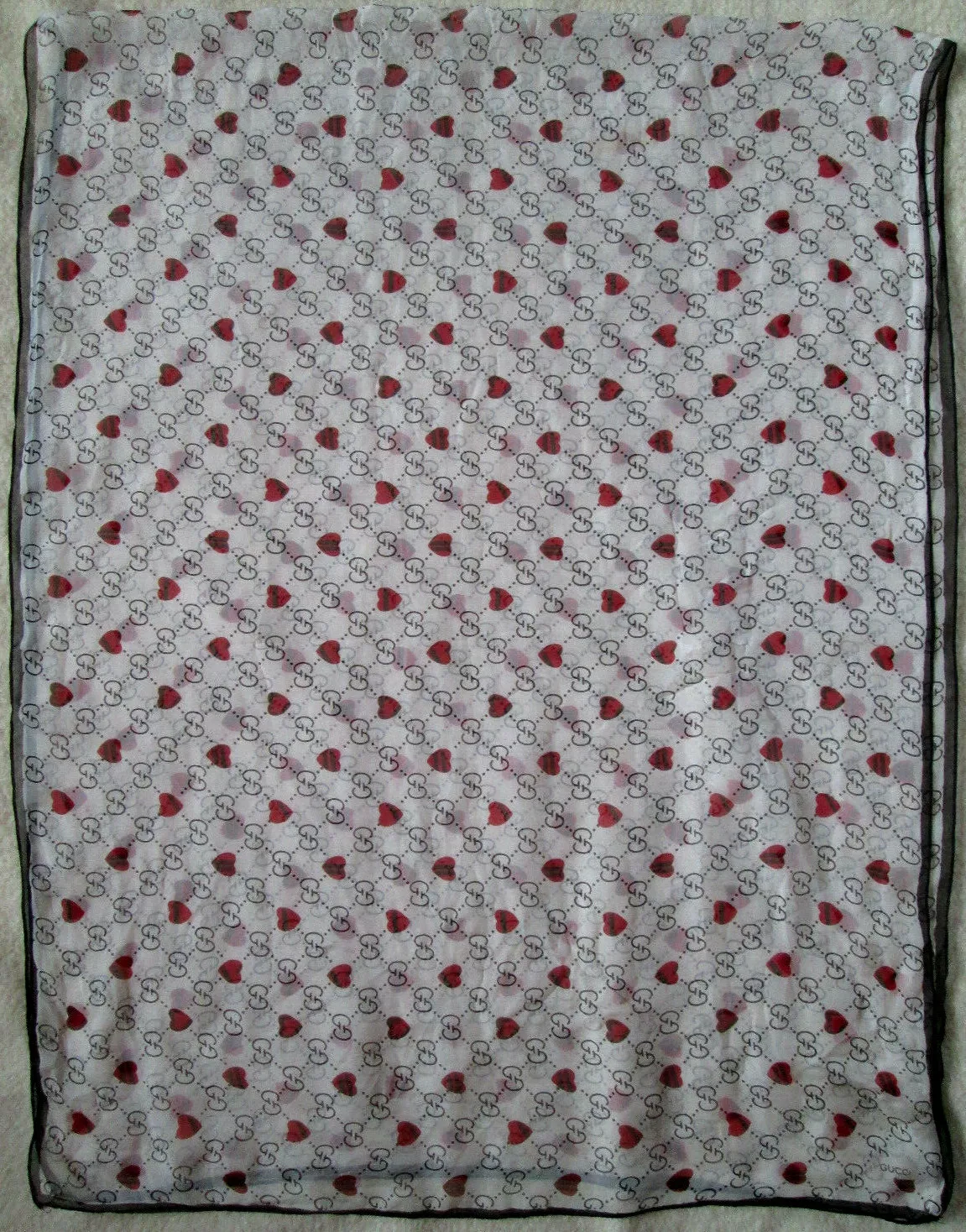  Authentique Écharpe GUCCI soie TBEG vintage Scarf 65 x 190 cm