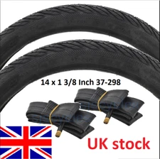 PAIR Tyres - Black - 14 x 1 3/8 Inch 37-298 plus inner tubes.