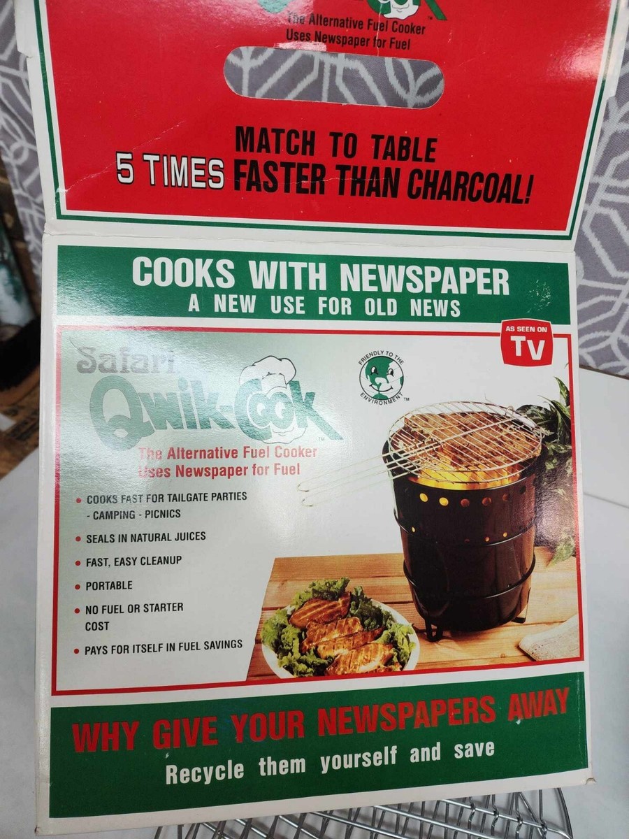 Vtg Safari Qwik Cook Alternative Fuel Cooker Grill Newspaper Eco