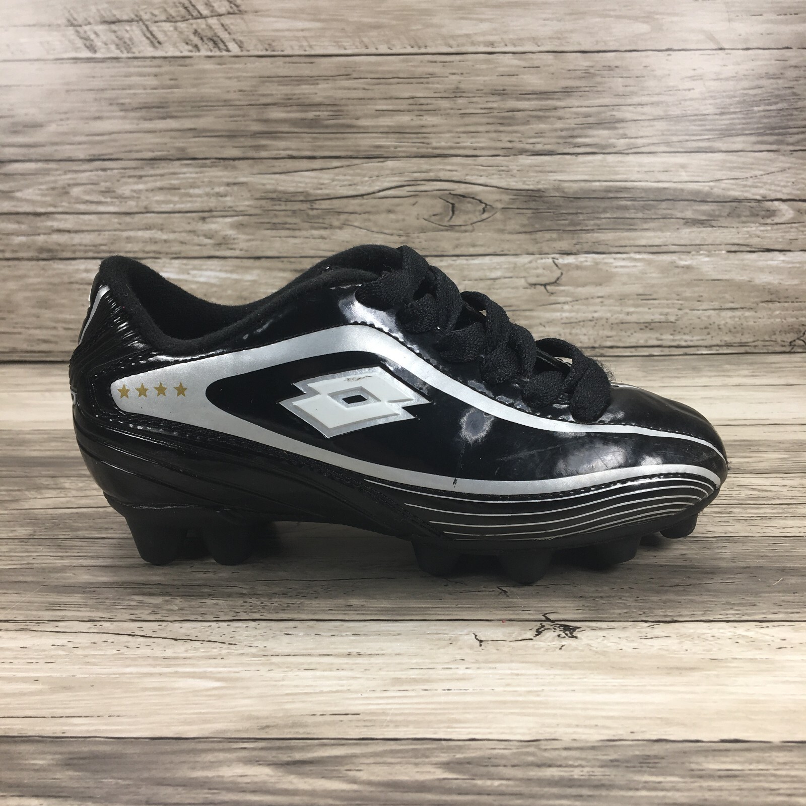 Tacchetti calcio lotto gioventù taglia 11 neri grigi stringati punto flessibile top basso