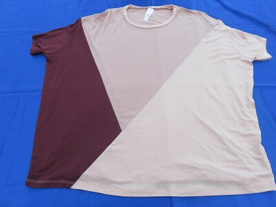 MARLA WYNNE BLUSH PINK & BURGUNDER DRUCK FEIN STRETCH TRIKOT TOP UK 18 - 20