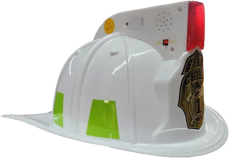 Casco de Bomberos Sombrero Blanco Bombero Luces Niños Niños Juguete Disfraz Aeromax Foto 2 de 4