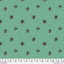 Free Spirit Garden Bed by Rachel Hauer PWRH098 Mint Bees  Cotton