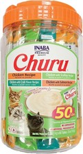 INABA Churu Cat Treats, Grain-Free, Lickable, Squeezable Creamy Pur e Cat Treat
