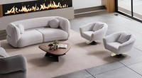 Graue Polstergarnitur Modernes 3-Sitzer Sofa 2X Polstersessel 3Tlg
