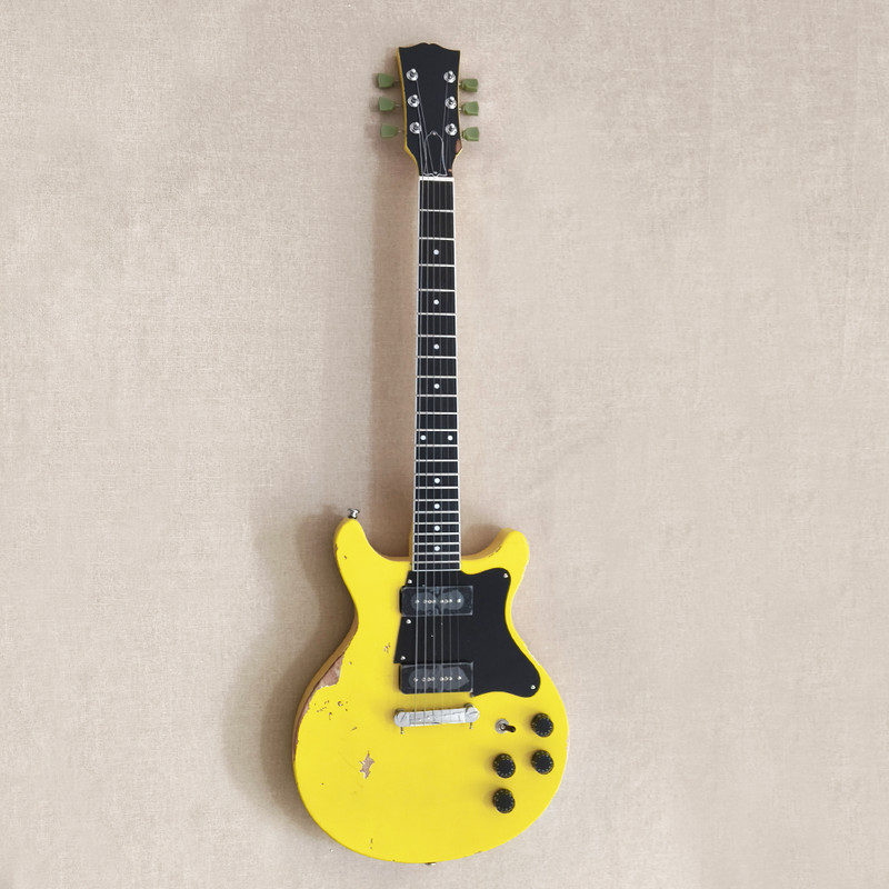 Old Aged  Electric Guitar Mahogany Body Rosewood Fretboard Dot Inlay In Yellow