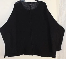 Eskandar O/S BLACK Textured Grid Cotton-Linen Chunky Boxy Hand-Loomed Sweater