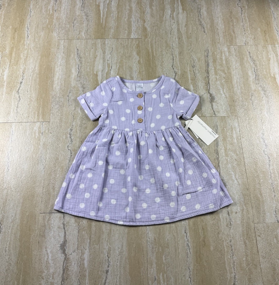 NWT Modern Moments by Gerber Toddler Girls 2T Dress Lavender Purple Polka Dot