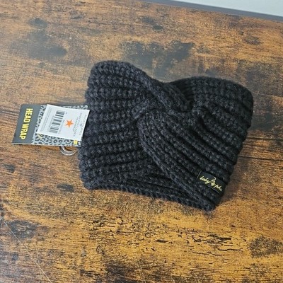 Baby Phat Head Wrap Turban Black Knit Headband Ear Warmer Winter Cold Weather 