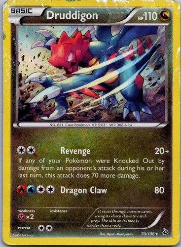 Druddigon 70/106 Holo Rare Flashfire Pokemon Near Mint