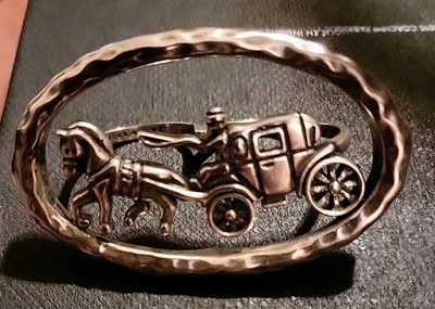 NEW! Coach Brand Iconic Horse&Carriage Oval Dbl Finger Ring. W/ Satin Bag/Pprs.