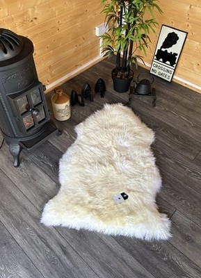 Weißer Lammfell Teppich | Creme / Elfenbein | Woolmark Brandneu mit Etikett Luxus Plüsch | Schlafzimmerteppich 