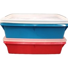 Tuppercraft Tupperware RED And BLUE Stow-N-Go Craft Storage