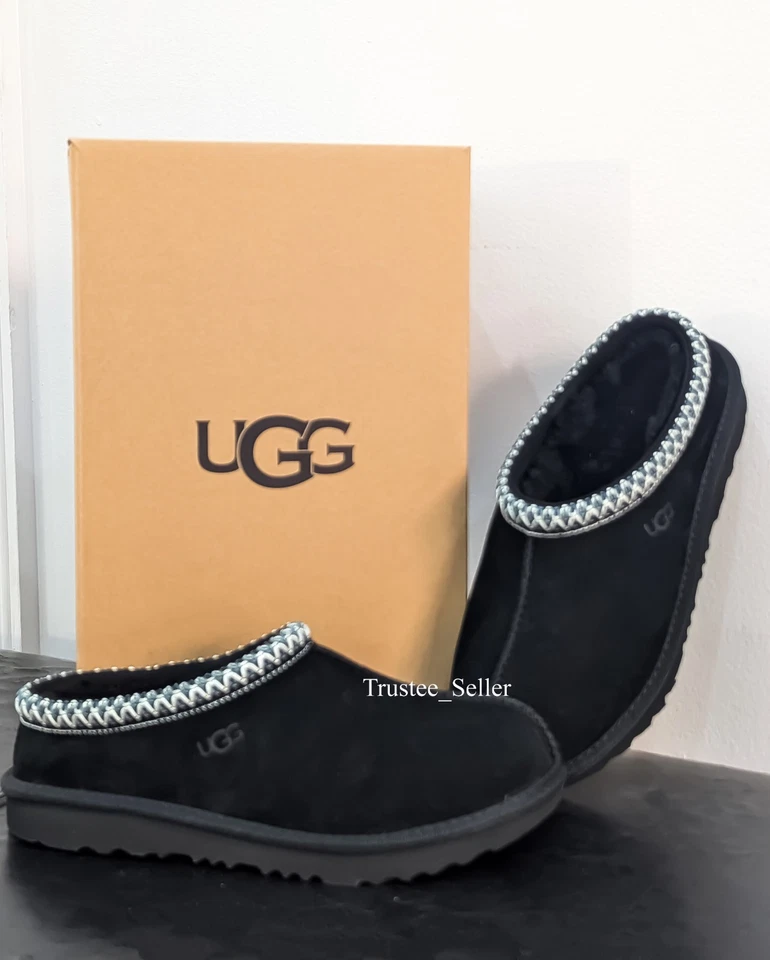 Nuevo 100% UGG Marca Niños Grandes 1019066K Tasman Negro Zapatos Zapatillas Sandalias Foto 3 de 4