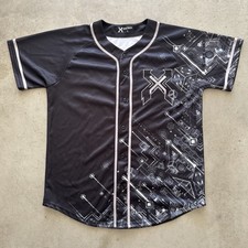 2000s Excision Black White Headbanger Nexus EDM DJ Dubstup Rave Baseball JerseyM