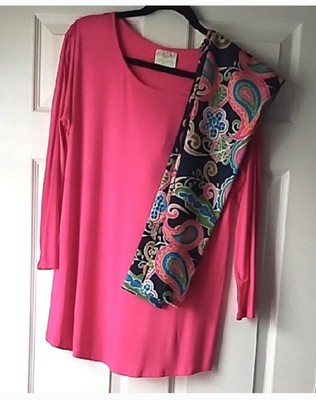 Lolly Wolly Doodle Womens Small Pink 3/4 Sleeve Tunic Top & Leggings Set Stretch