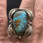 RARE- Vintage Native American Navajo Sterling Silver Turquoise Ring Sz 10