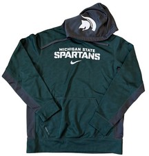 Michigan State Spartans NCAA Nike Therma Fit Green Gray Hoodie Men Medium
