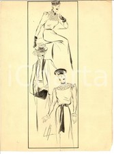1939 Moda donna ANNI '30 Bozzetto abiti invernali con cappelli AUTOGRAFO