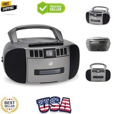 Portable Am/FM Boombox with CD and Cassette Player, Silver/Gray
