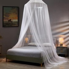 Mosquito Net Bed Canopy Hanging Dome Mosquito Netting Bed Curtains White P7H8