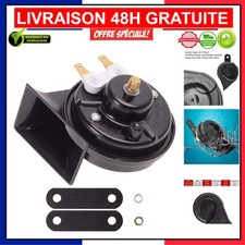 Klaxon Puissant 12V Noir E-Mark Sirène Universelle 118 dB pour Motos et Voitures