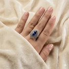 Vibrant Royal Blue Sapphire Marquise 1.80Ct 925 Sterling Silver White Gold Rings