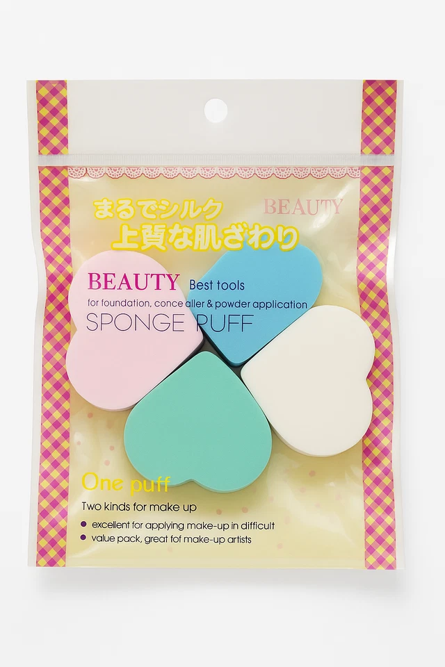 SPEKTATEK Heart Shaped Makeup Sponge Puff Set 4pcs Blender Applicator Tool