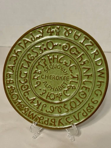 Mint Vintage FRANKOMA Pottery Sequoyah Cherokee Alphabet Hot Plate Trivet 6.25”