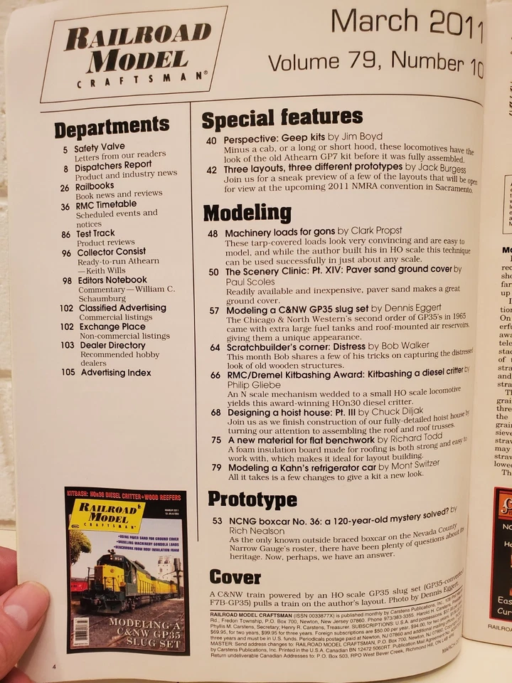 RAILROAD MODEL CRAFTSMAN MAGAZINE MARCH 2011 C&NW GP35 SLUG SET HO TRAIN 79 10 - Image 3 of 4