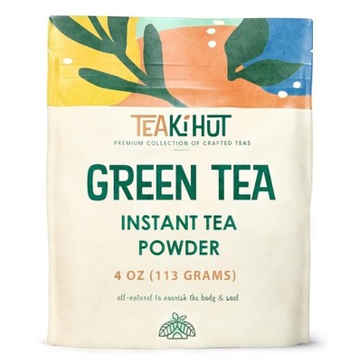 TEAki Hut Instant Green Tea Powder Unsweetened Drink Mix Hot Cold 4oz