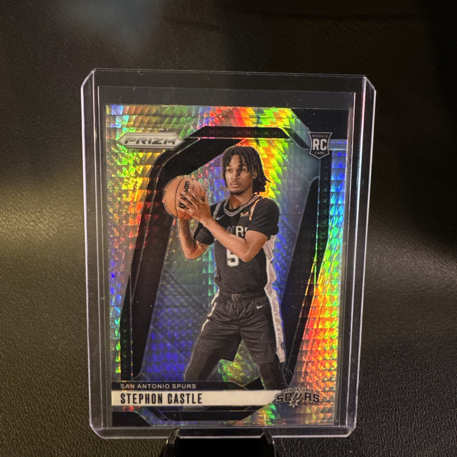 2024-25 Panini Prizm #234 Stephon Castle Hyper Silver Spurs RC Basketball