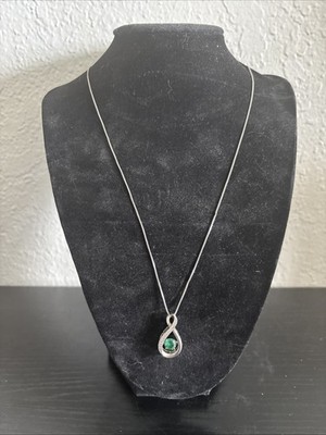 925 Sterling Silber Infinity Halskette mit Smaragd Edelstein